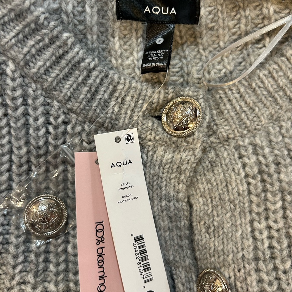 Aqua Light Gray Women's Cardigan - Picture 8 of 10
